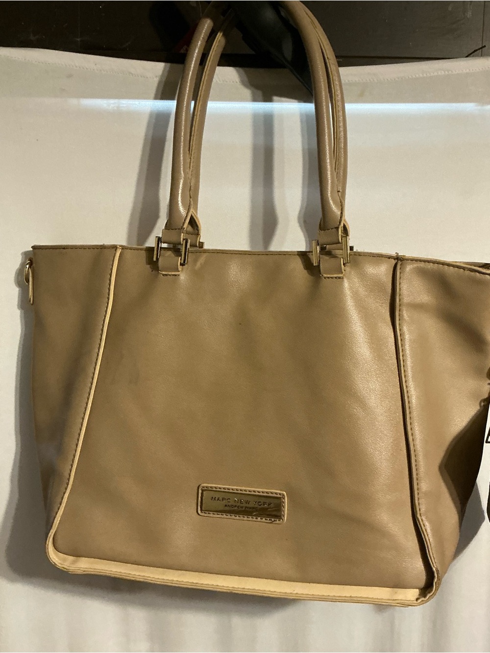 Marc New York Beige/Tan Leather Tote with Double Handles
